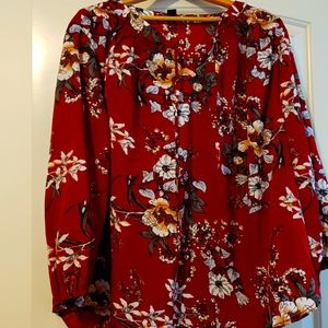 Red and floral swing tunic top size 3XL